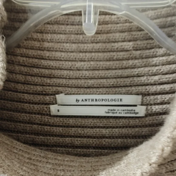 Anthropologie Taupe Ribbed Turtleneck Sweater - Picture 3 of 3